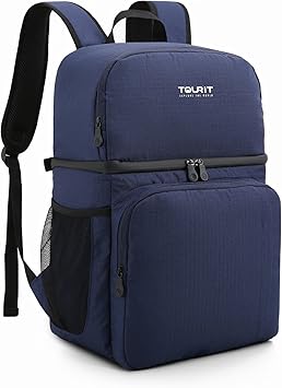 Amazon Co Jp Tourit 保冷バッグ お弁当 クーラーバッグ 大容量 保温バッグ リュック 買い物 運動会 お花見 アウトドア 二段式 オールシーズン 28l 16cans ダークブルー ホーム キッチン