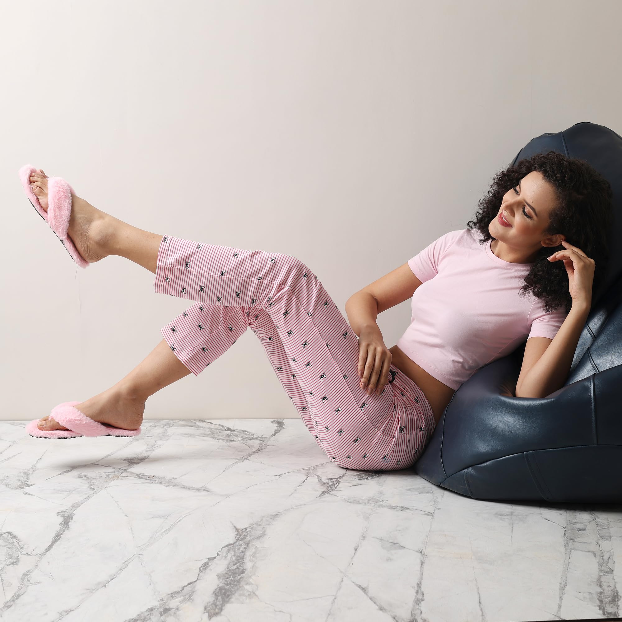 Evolove Pijama de algodón azul estampado para mujer
