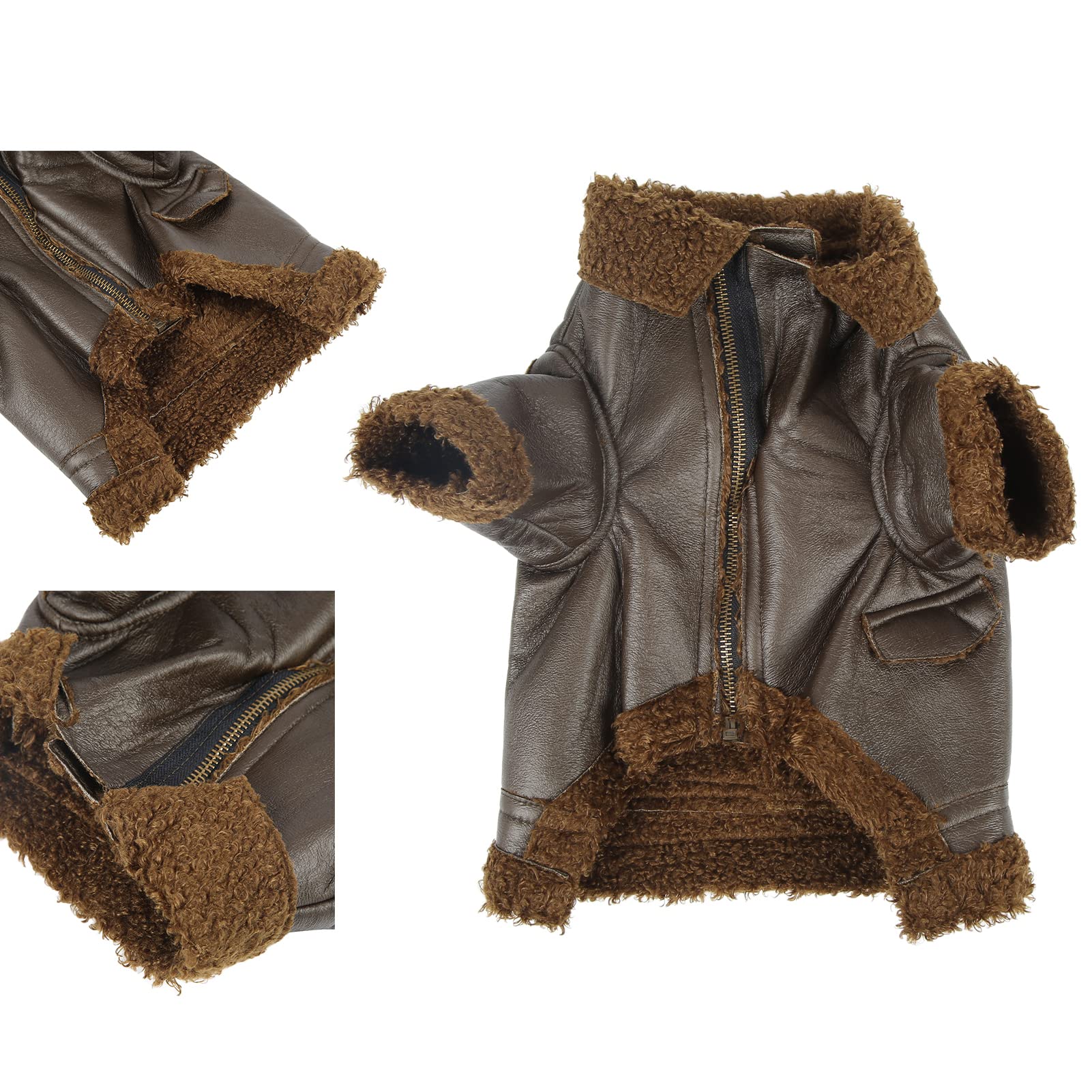 Qukaim Dog Winter Leather Coat Dog Leather Jacket - Image 3