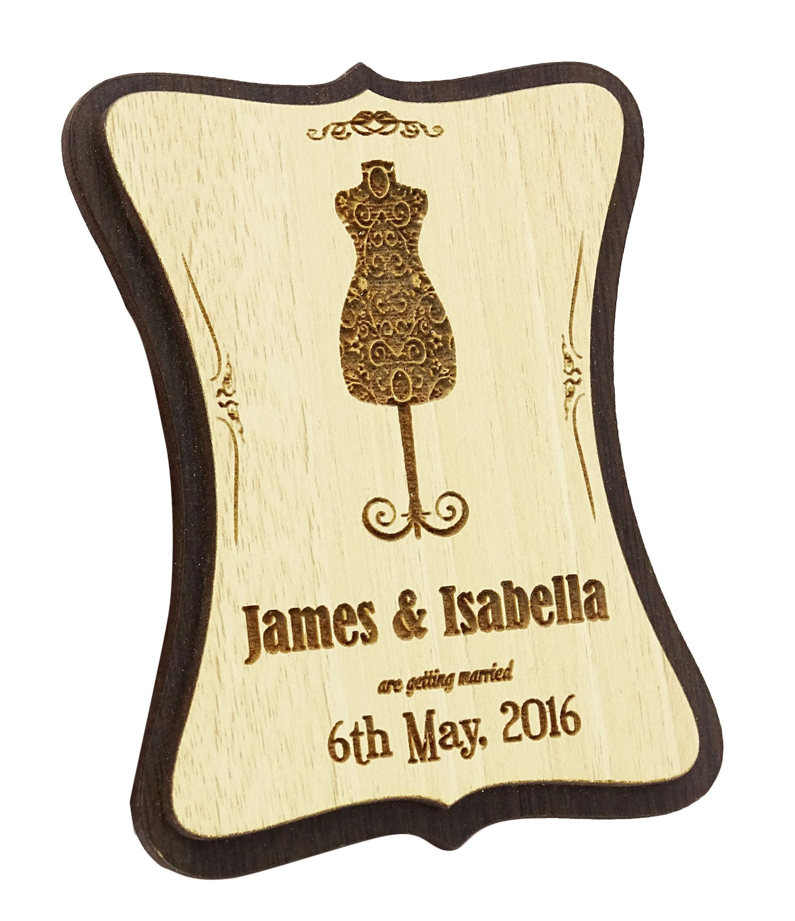Magnet en bois de mariage personnalisé pour partager votre bonheur rustique