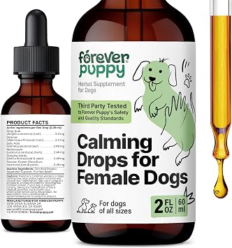 Forever Puppy Calming Drops for Female Dogs - Pure Valerian Root & Passion Flower Extract for Female Composure - Liquid Relaxing & Mood Support Supplement for Dogs of All Breeds & Sizes - 2 oz