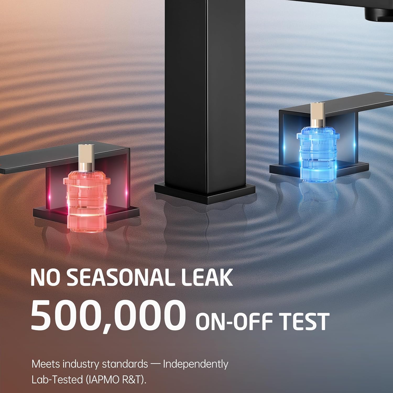 KES All Metal Black Bathroom Faucets with Pop Up Sink Drain with Overflow, 8 Inch Widespread Bathroom Faucet 3 Hole Vanity, SUS 304 Stainless Steel Matte Black, L4350LFF12-BK-C1 - Image 7