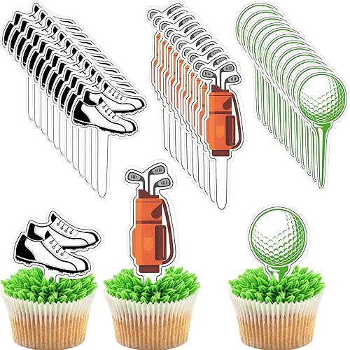 Decoraciones temáticas de golf para cupcakes para zapatos de golf, palillos de dientes, pelota de golf, decoración de pasteles de cumpleaños para