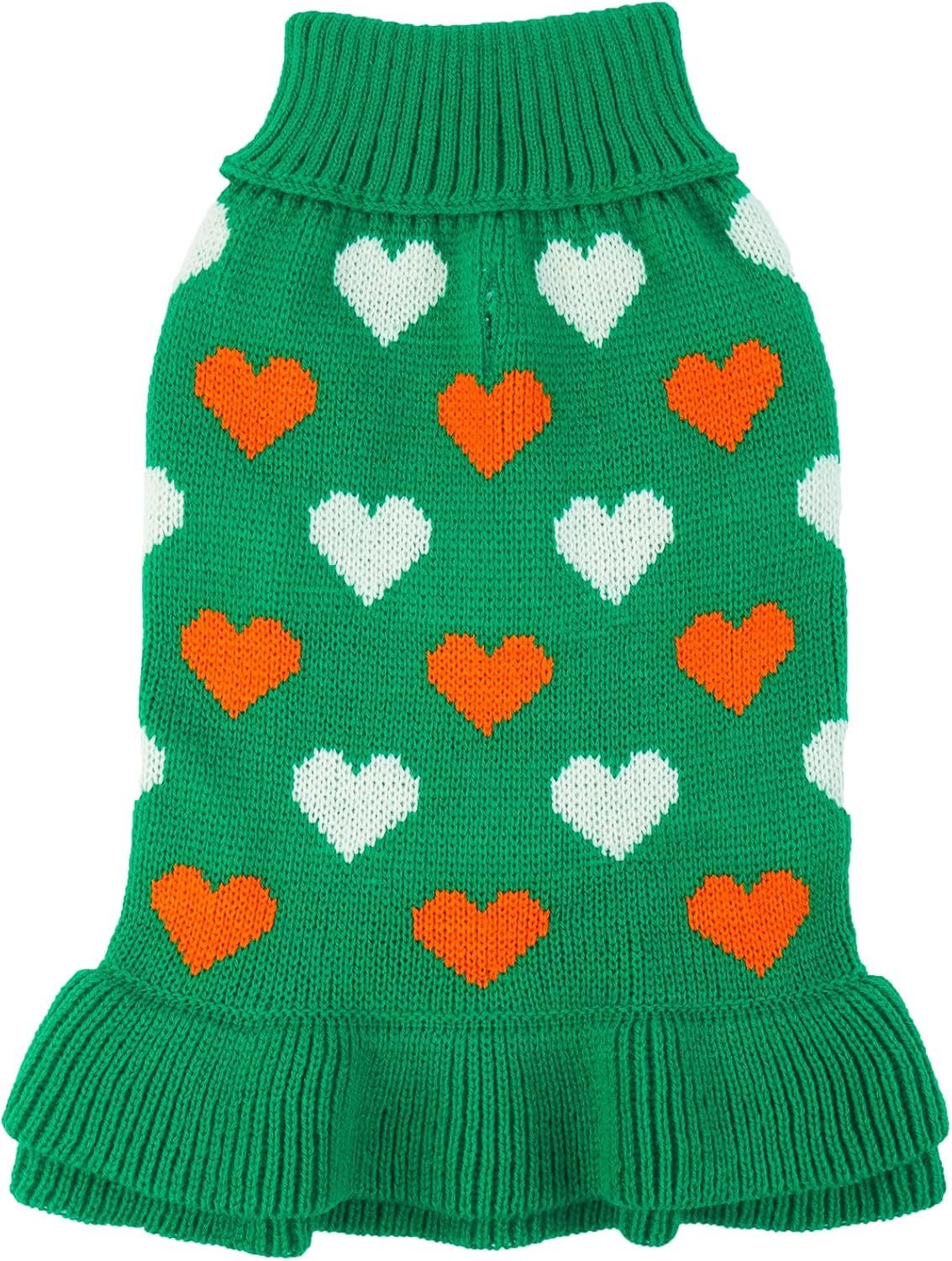 Kuoser Dog Sweater, Knitwear Turtleneck Winter Warm Puppy Clothing, Heart Pullover