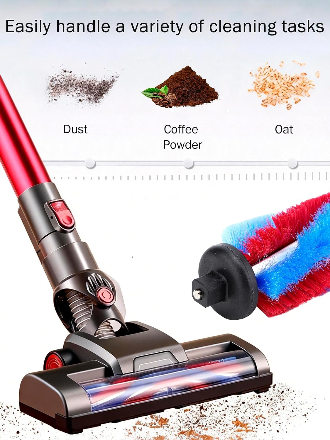 7.67in/19.5cm Cordless Vacuum Roller Brush, Small V Shape Top Cordless Vacuum Replacement Parts, Roller Vacuum Brushes Compatible with A219/219 Pro
