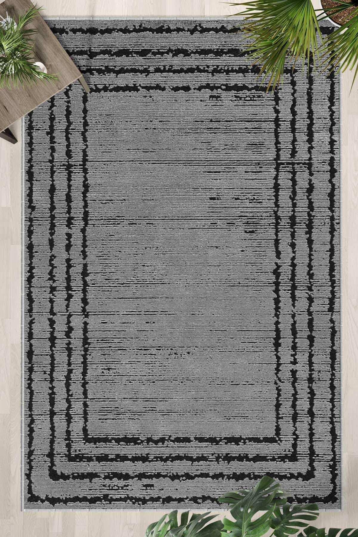 Monnhein Gri Halı 1487 - Yıkanabilir, Kaymaz Taban, Dijital Baskılı, Leke Tutmaz, İnce Hav, Modern Salon, Oturma Odası, Yatak Odası ve Mutfak için Dekoratif Halı