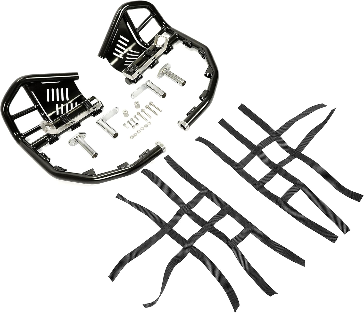 ALMULOO Nerf Bars Foot Pegs with Heel Guard, Compatible with 1999-2024 Honda 400EX 400X (Black Nerfs & Black Nets)