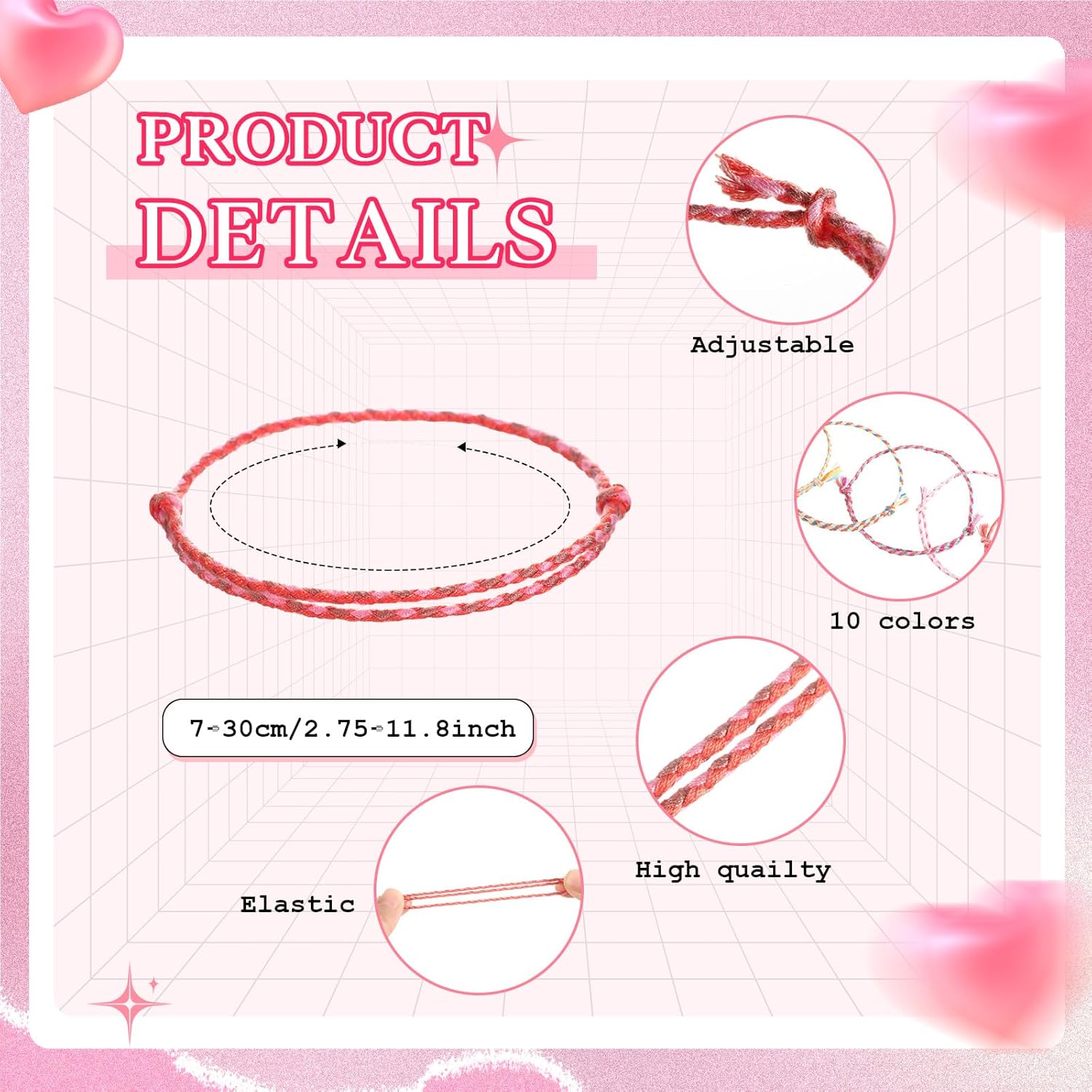 Sratte 50 Sets Valentine Woven Wrap Friendship Bracelets Handmade Bulk with Heart Card for Valentine Gifts Birthday Goodie Bag Stuffers (Boho, Colorful)