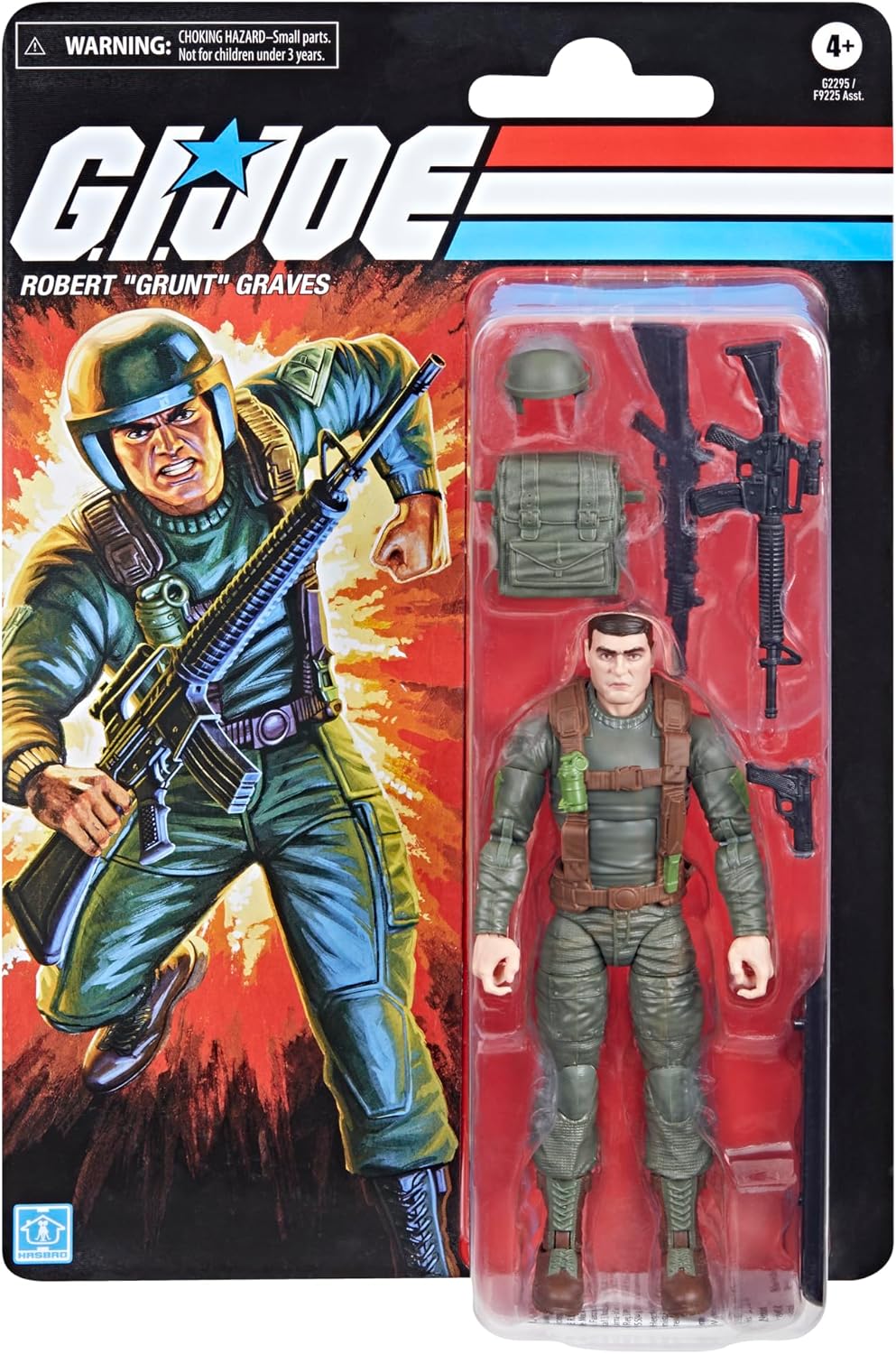 G.I. Joe Classified Series Retro Cardback Robert Grunt Graves, Collectible 6 Inch Action Figure Set with 7 Accessories