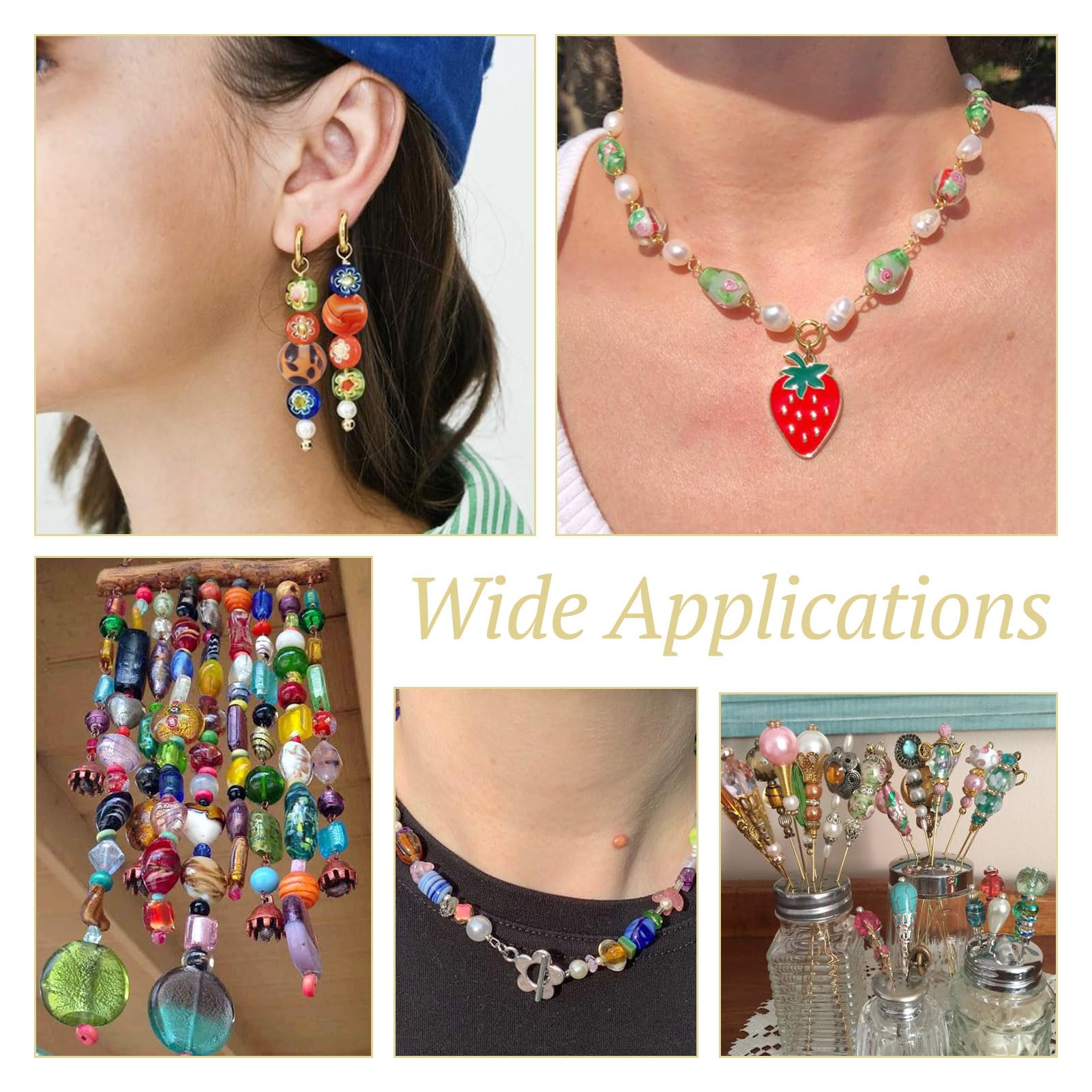 Craftdady - 100 Perline In Vetro Lampwork Per Gioielli: Miste, Forme Ovali, Rettangolari, Cuori. Ideali Per Creazioni Fai-da-Te