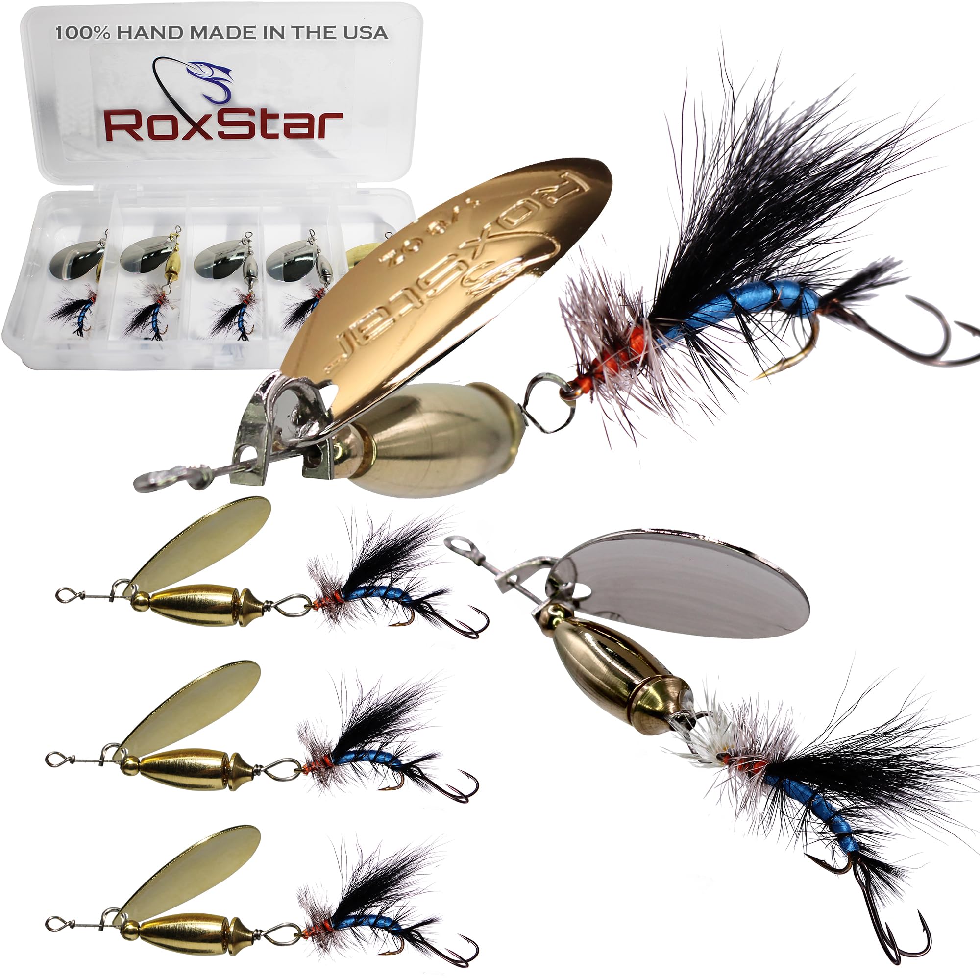 RoxStar Fly Strikers Blue Series - Hand-Crafted in The USA - Proven Nationwide Most Versatile Fishing Spinner for Bass, Trout, Pike, Steelhead- Stop Fishing - Start Catching!
