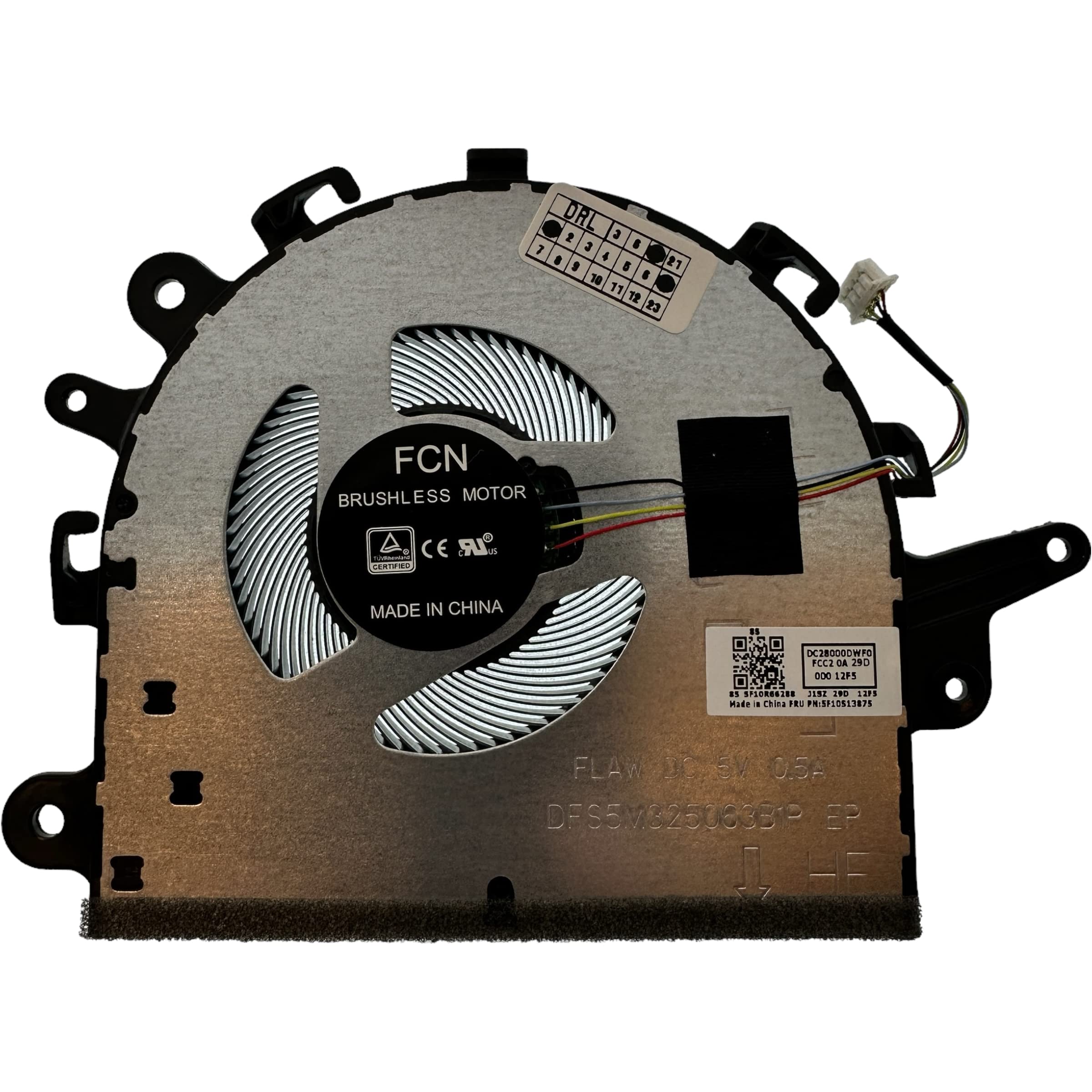 CPU-Lüfter kompatibel für Lenovo V15-ADA, V15-IIL, V15-IKB, V15-IWL, IdeaPad S145-15API, S145-15AST, S145-15IIL, S145-15IKB, S145-15IWL, NP: DC28000DWF0, DFS5M325063B1P
