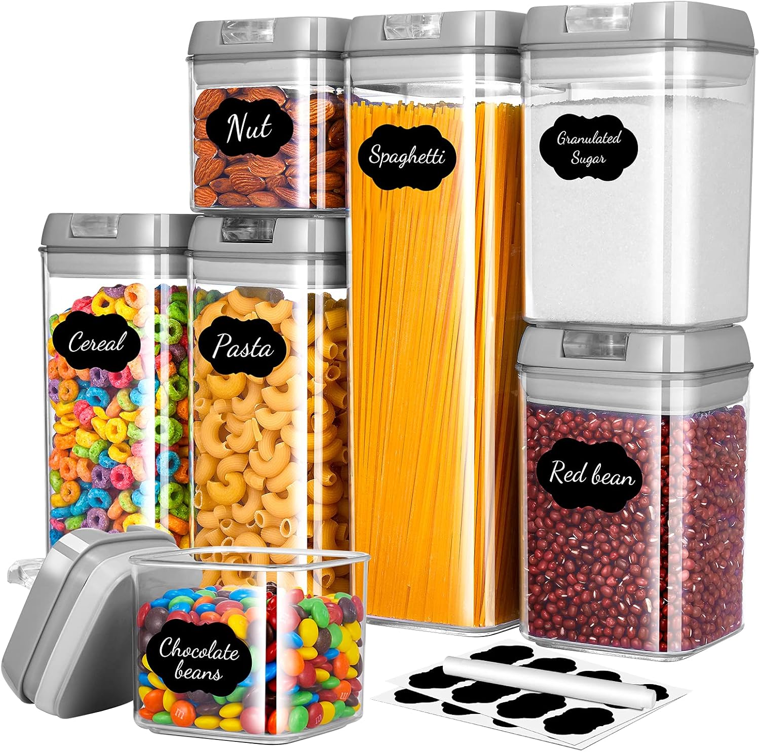 Buy Gesentur Airtight Food Storage Containers With Lids 7 Pack Plastic Cereal Containers Set For Kitchen Pantry Organization Bpa Free Clear Storage Canisters With Chalkboard Labels Pen Online In Indonesia B08x6b36hn