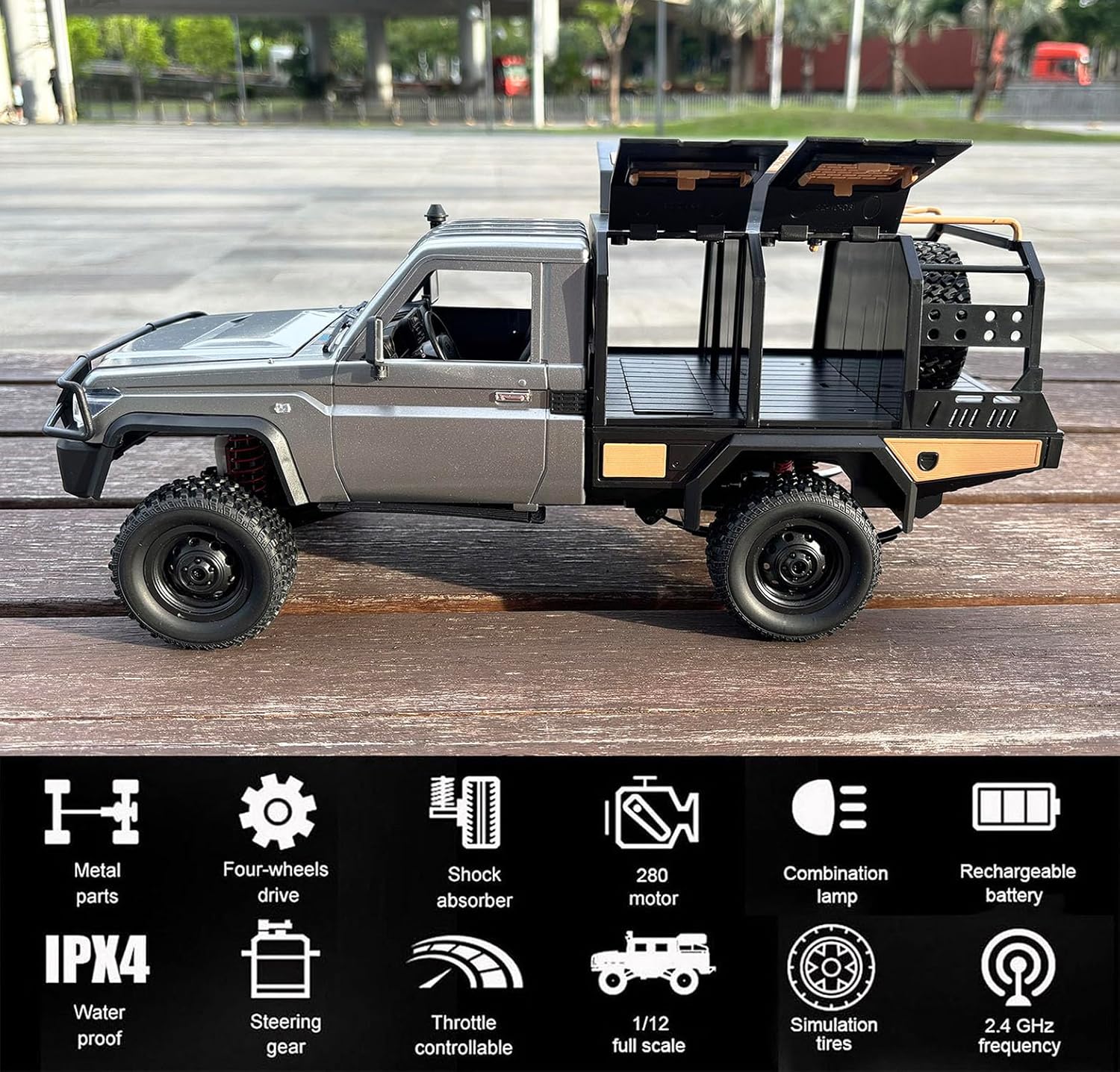 WPLDEWAN MN82S RC Rock Crawler 4x4 Remote Control Truck Off Road 1/12 RC Crawler Land Cruiser Hobby Car All Terrain Proportional Control 280 Motor 2 Speed Upgraded Chassis Adult 2 Batteries