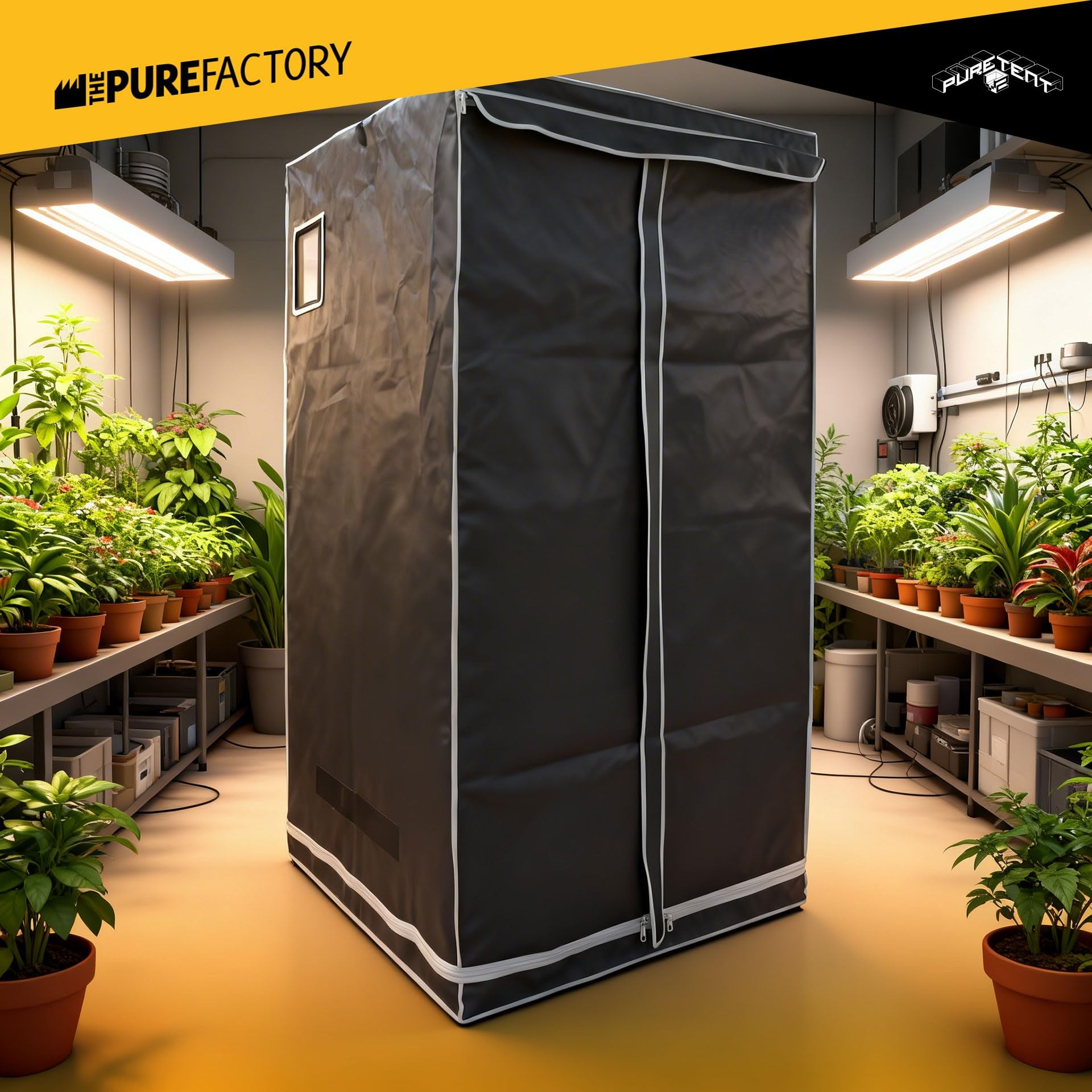 Armario de Cultivo Medio | Pure Tent Vers 2.0 | 80X80X180 cm | Ideal para Cultivo Interior de Plantas | Control de Luz Efectivo | Lona Impermeable | Estructura de Ventilación