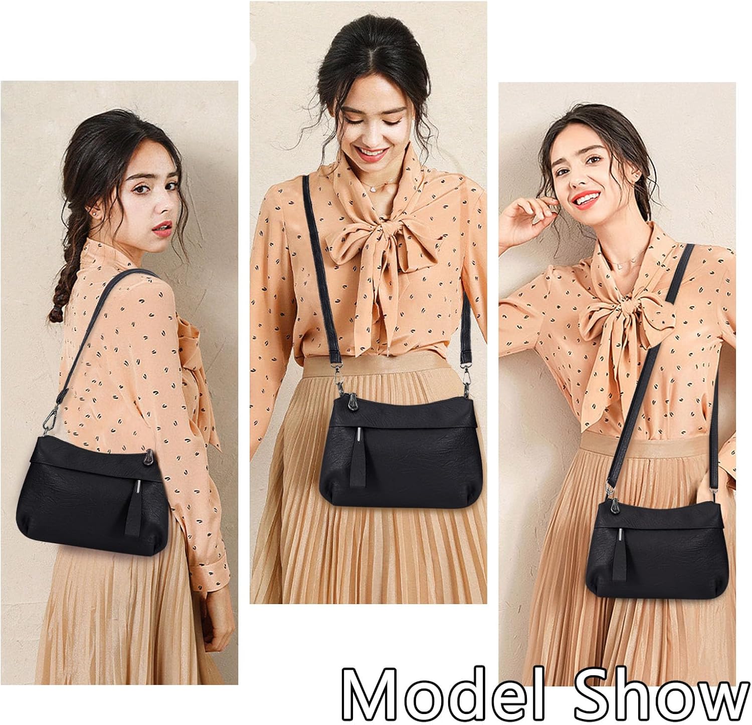 Genuine Leather Purse for Women Hobo Bag Trendy Crossbody Bag and Shoulder Bag with 2 Straps - Image 2