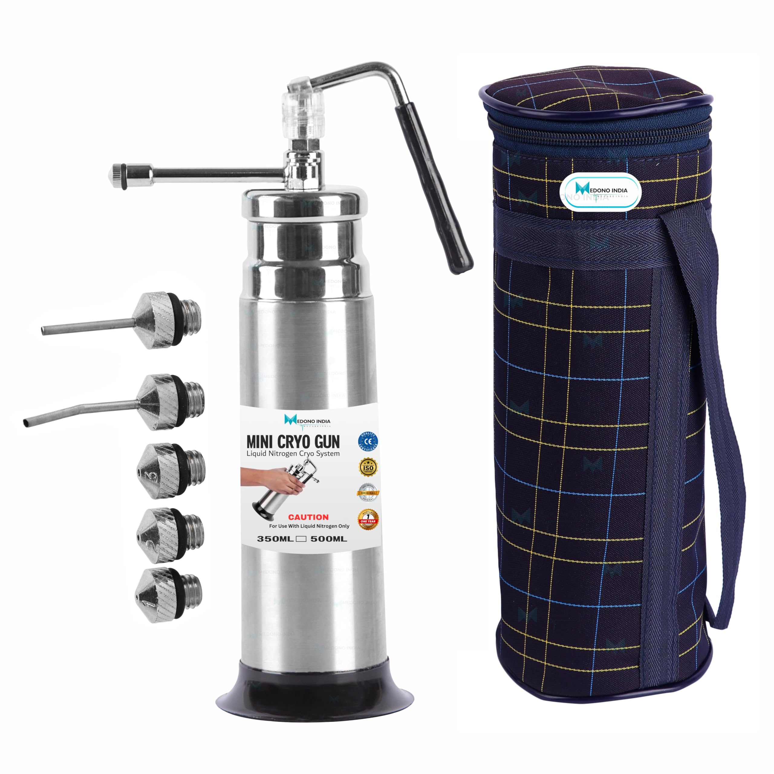 Cryo Can Freeze Gun 500ML – Stainless Steel Body Empty Spray Bottle Applicator for DIY, Hobby Use & Multi-Purpose Cooling Spray - Includes 1 Gun, Nozzle Set, Carry Case