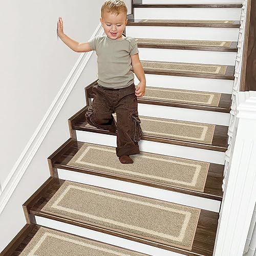 Miniatura 2 de COSY HOMEER Peldaños suaves para escaleras, 15 unidades, antideslizantes, de 28 x 9 pulgadas, para interiores en peldaños de madera, alfombras
