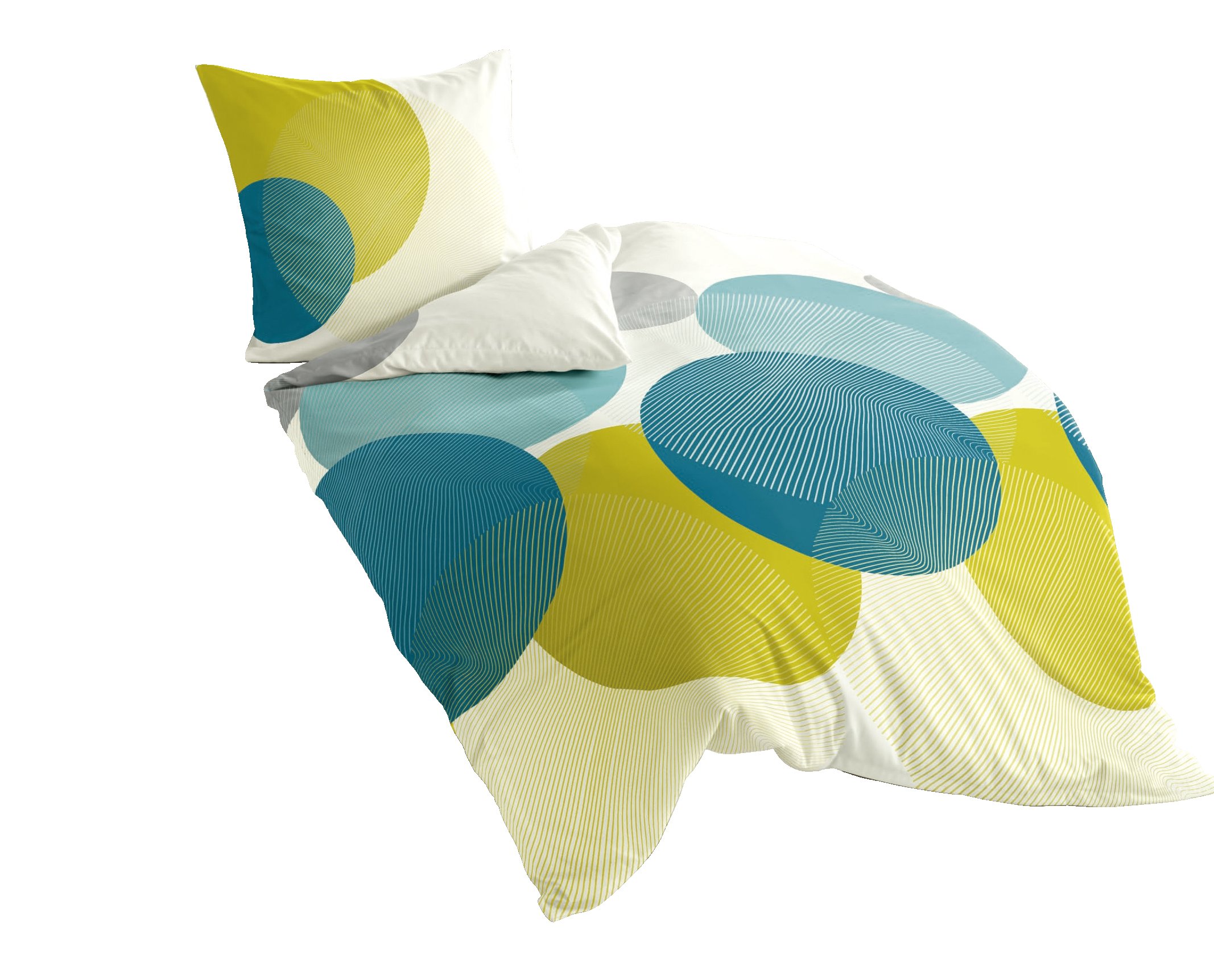 Bierbaum Bettwäsche 6155, Mako-Satin, Designed in Germany, petrol 20, 155x220 + 80x80 cm, Komfortgröße