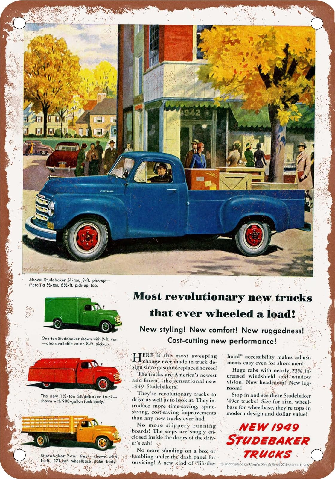 Miaomansenstore Metal Sign - 1949 Studebaker Truck Vintage Ad 07 - Old Retro Rusty Look Home Decor