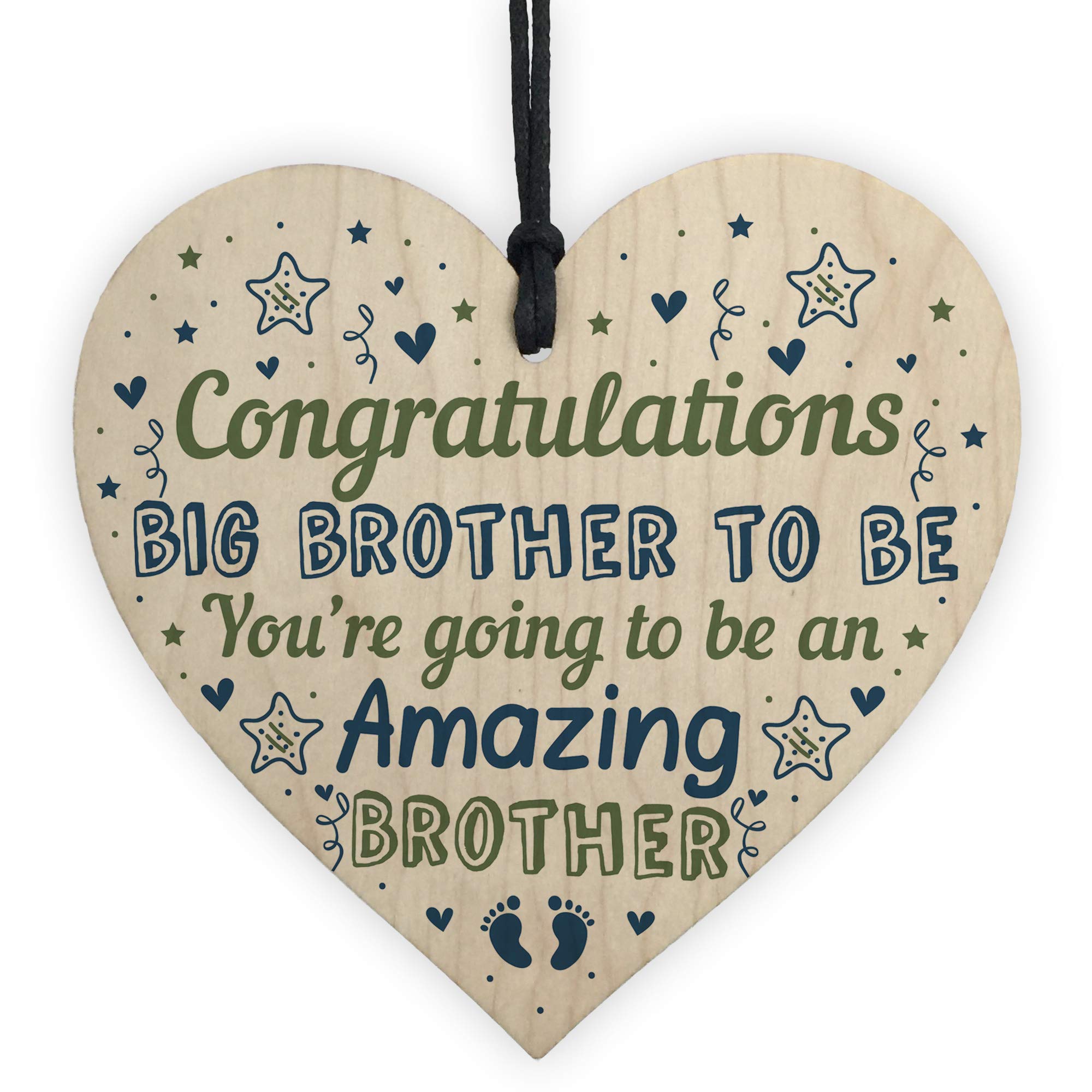 Red Ocean Blue Big Brother To Be Gifts Wooden Heart Congratulations Pregnancy Big Brother Announcement Novelty Brother Gifts