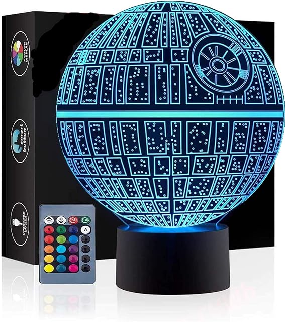 yiyicas 3D Illusion Lamp Christmas Gift Night Light Beside Table Lamp with Remote Control & USB Charger,7 Colors Auto Changing Touch Switch Desk Decoration Lamps Birthday Gift Pretty Cool Toy