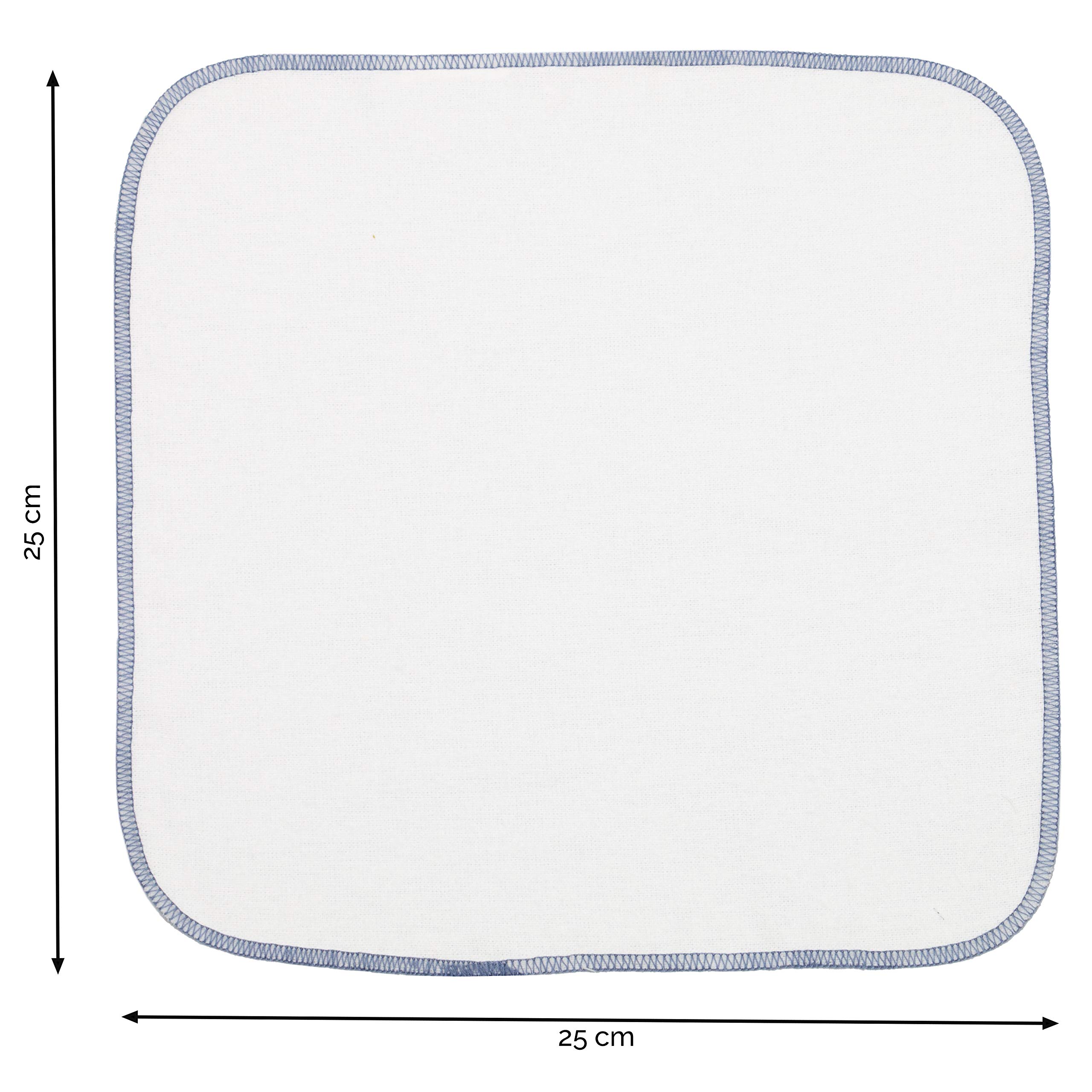ZOLLNER Set de 10 Chiffons de flanelle, 25x25 cm, blanc, coton