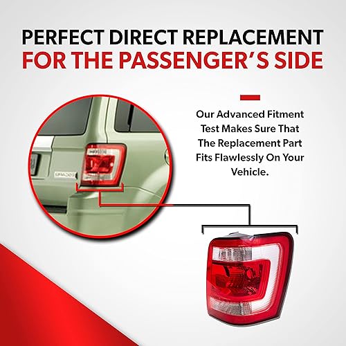 Miniatura 7 de Conjunto de luz trasera para Ford Escape 2008 2009 2010 2011 2012  Se adapta al lado del pasajero de las luces traseras de escape  Incluye lente y
