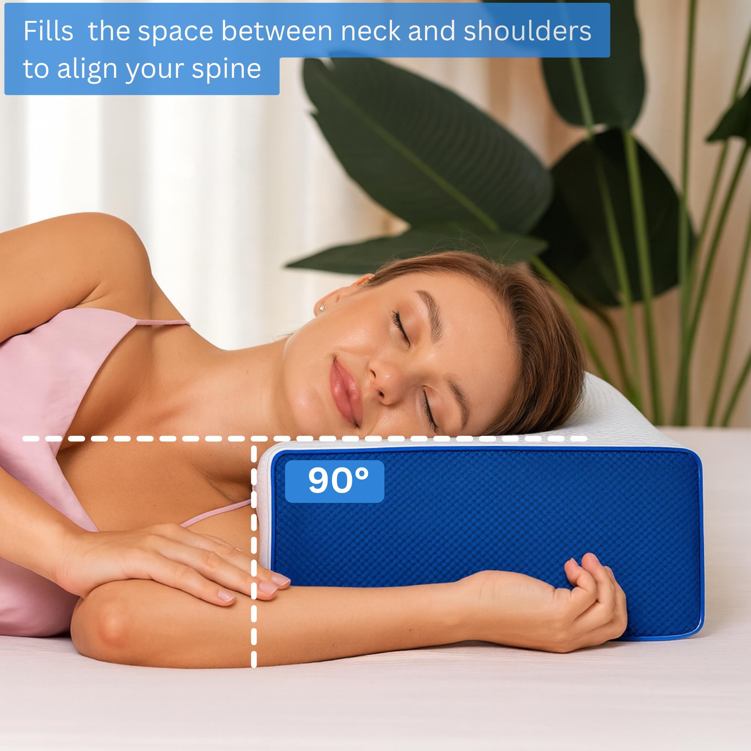 Almohada cúbica con espuma viscoelástica ajustable para personas que duermen de lado, funda de almohada ventilada refrescante para aliviar el dolor de cuello y hombros, almohada cuadrada para dormir,