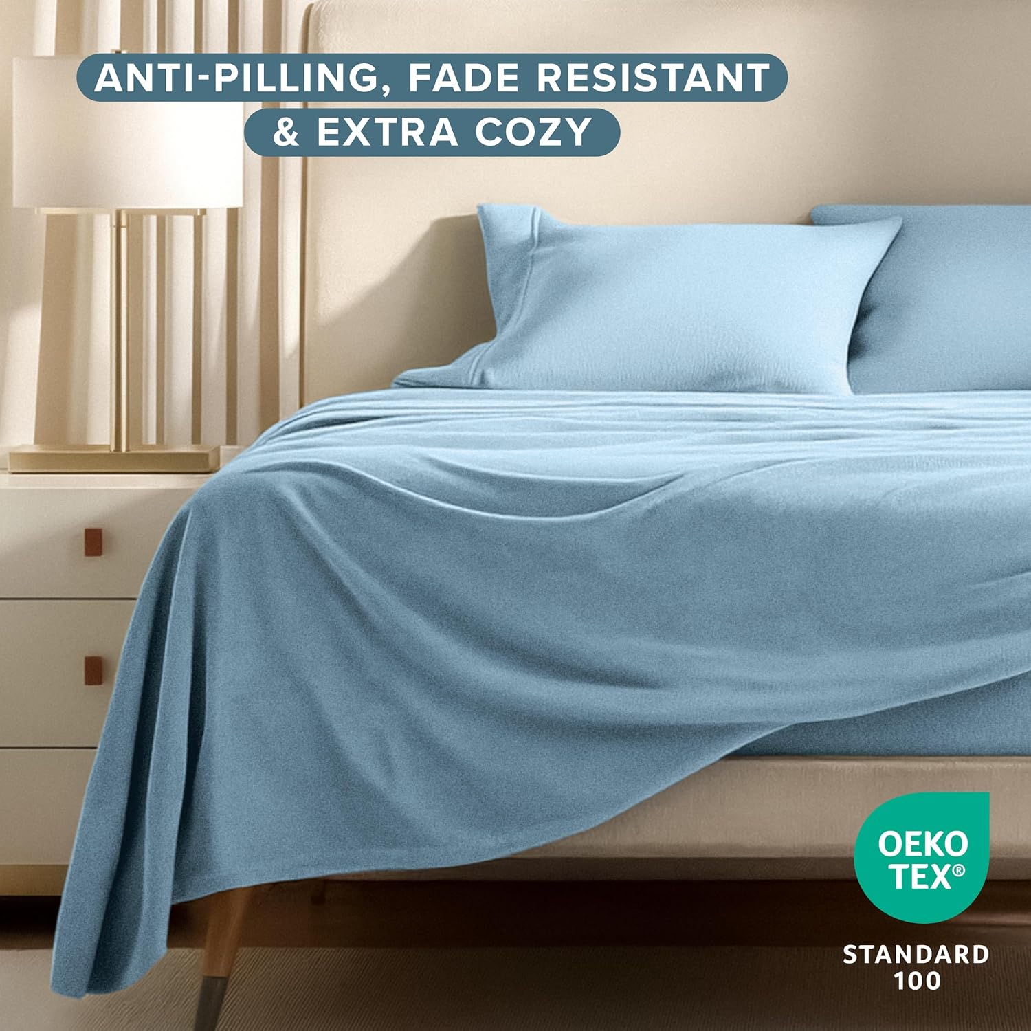 bare home super soft fleece sheet set - twin extra long size - extra plush polar fleece, no-pilling bed sheets - all season cozy warmth (twin xl, light blue) twin xl 07 - light blue