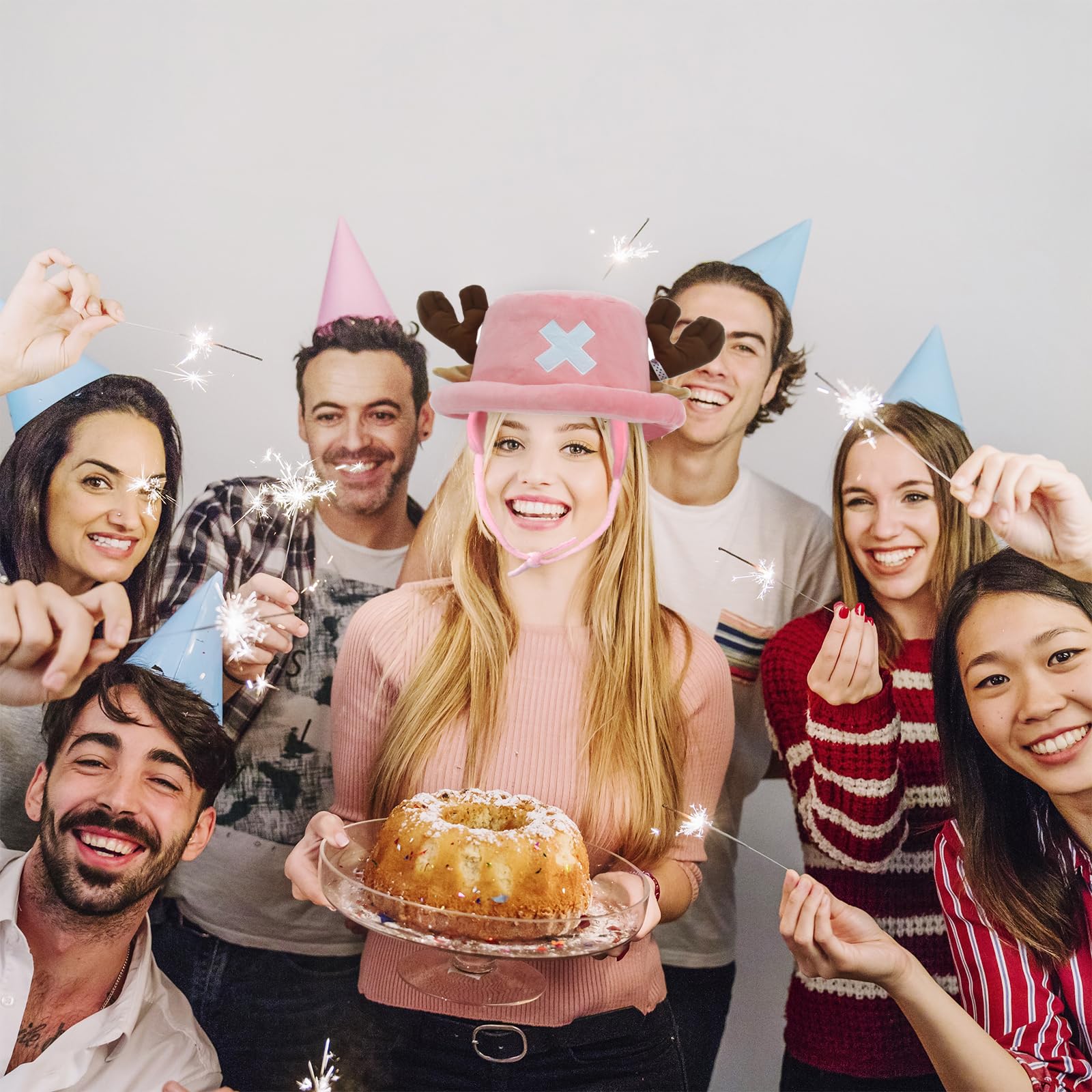 Anime Cosplay Sombrero Chopper Gorro Anime Hat, Cosplay Fiesta Cumpleaños Gorro de Felpa, Lindo Gorro de Felpa para Adultos y Niños