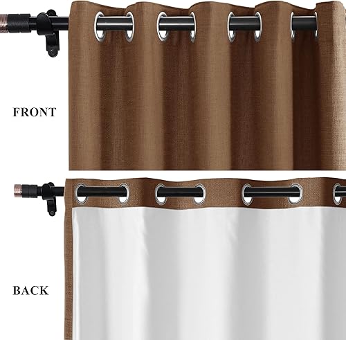 Miniatura 8 de Cortinas opacas de lino de 50 pulgadas de ancho x 63 pulgadas de largo, paneles de cortina con ojales para sala de estar, dormitorio, baño, cocina,