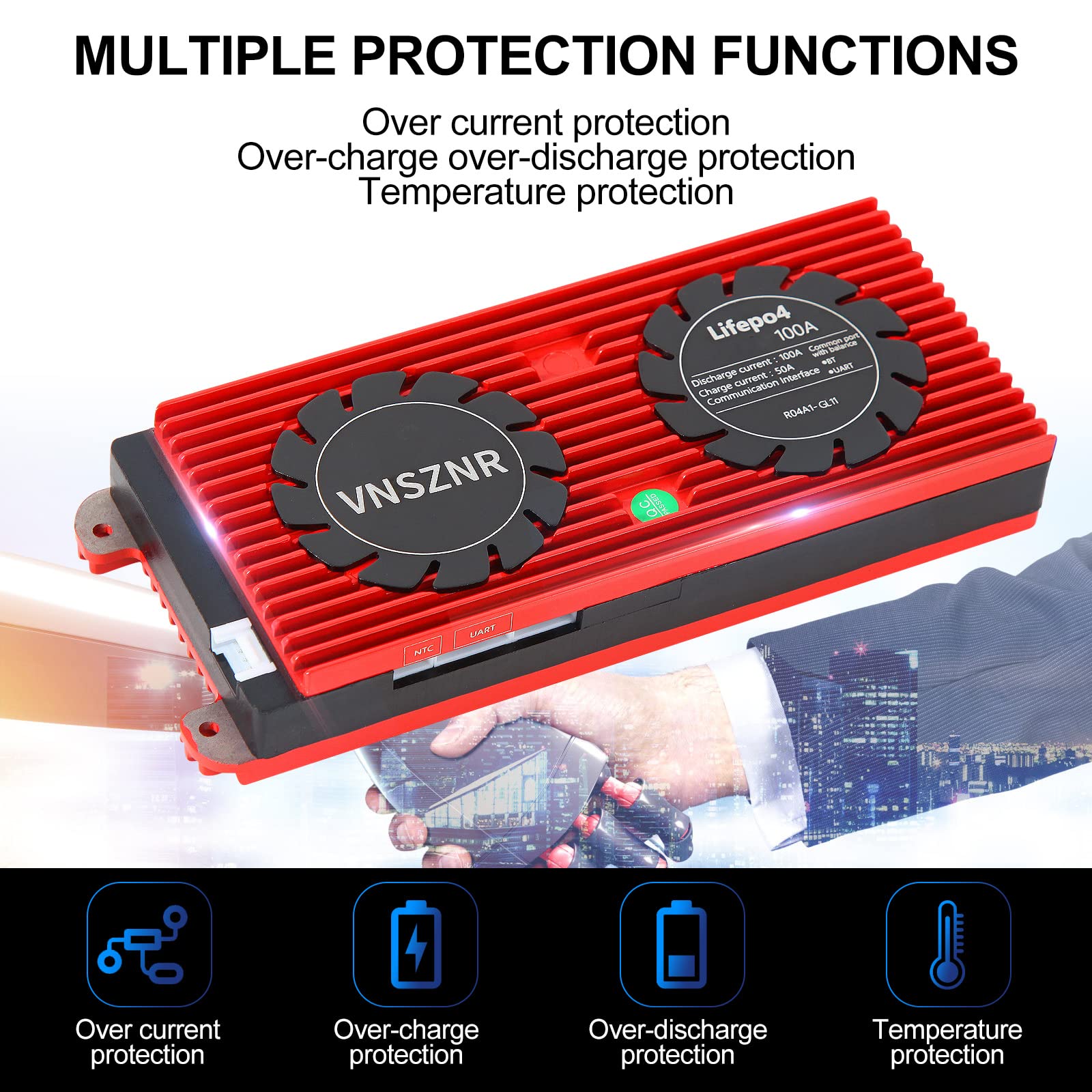 Amazon.com: VNSZNR LiFePO4 BMS 36V 12S 100A Smart PCB Battery