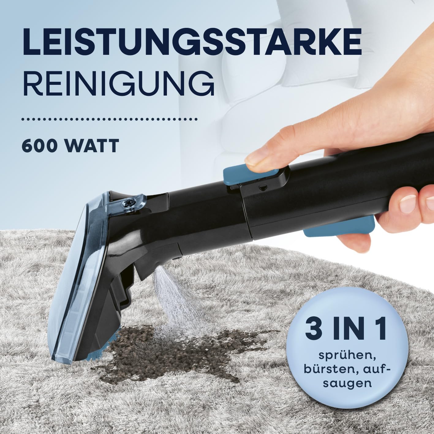 CLEANmaxx Pro Power Polsterreiniger Gerät 600W Blau – Bild 3