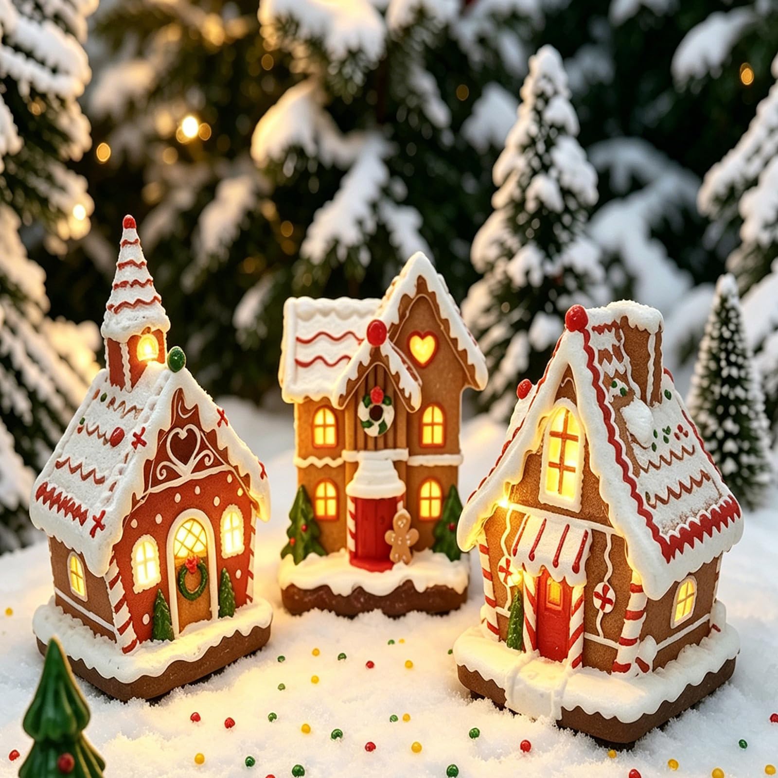 Casa de Dulces Musical Brillante con 8 melodías navideñas y luz LED para decoración del hogar Adorno navideño Casa de Pan de Jengibre navideña LED
