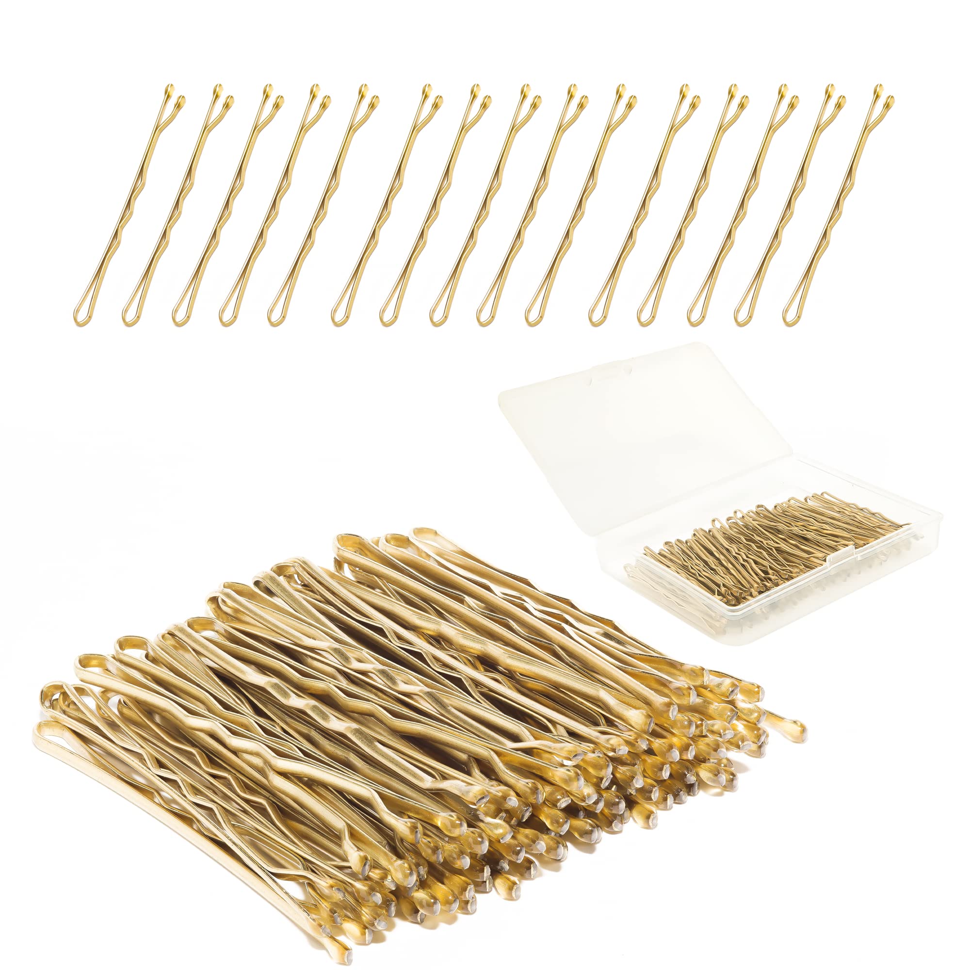 Bellure 150 Pieces Blonde Bobby Pins Kirby Hair Grips (5 cm) Hair Pins Ideal for All Types of Hair Styling Needs for Girls, Women, & Hair Salons