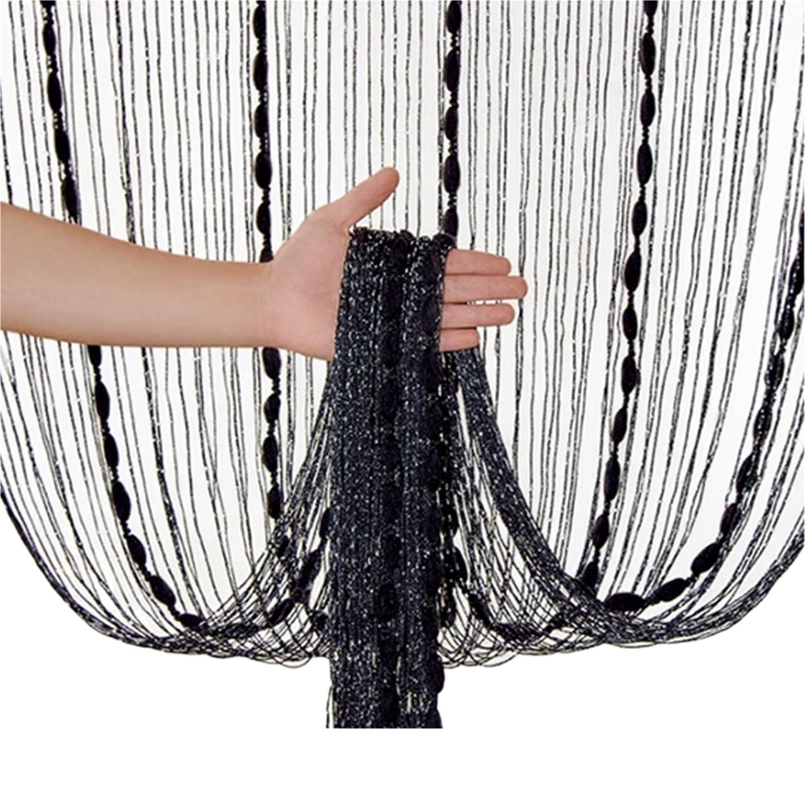 DFGBAPKBL beaded door curtain Living Room Divider Crystal Bead String Curtain 1X2M Tassel Fringe Door For Salon And Sheer Wedding Decoration(Black)