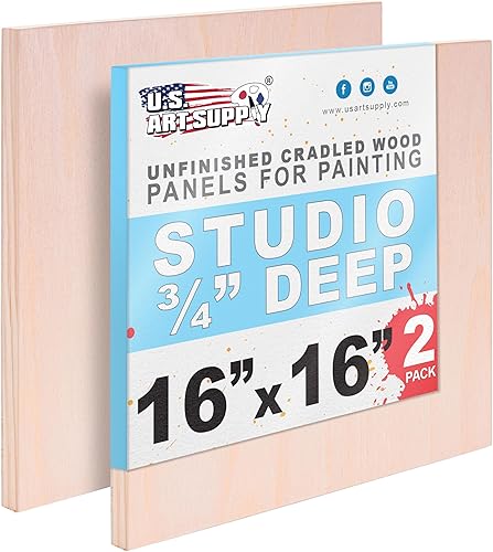 Miniatura 8 de U.S. Art Supply Paneles de madera acunados sin terminar de 04 x 04 pulgadas para pintar, estudio de 3/4 pulgadas de profundidad (paquete de 5)