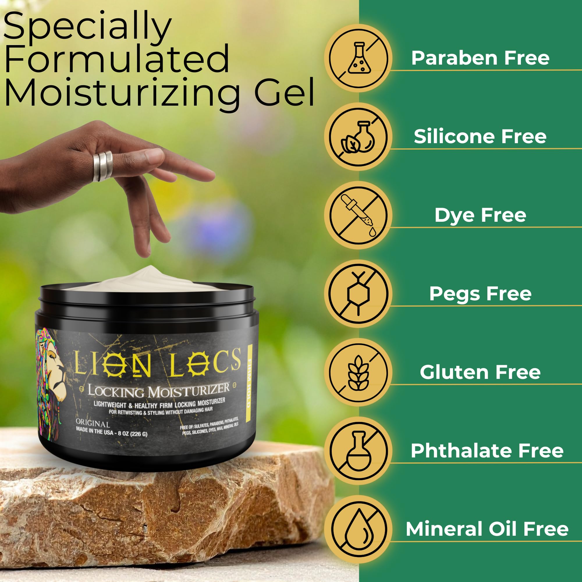 Lion Locs Firm Hold Hair Locking Dreadlock Gel Cream for Dreadlock - Duży pojemnik (236 ml mocny żel blokujący)