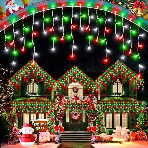 Miniatura 13 de Luces de Navidad de 159 pies para exteriores, 1458 LED impermeables, luces de Navidad para exteriores con enchufe, temporizador y memoria, 8 modos