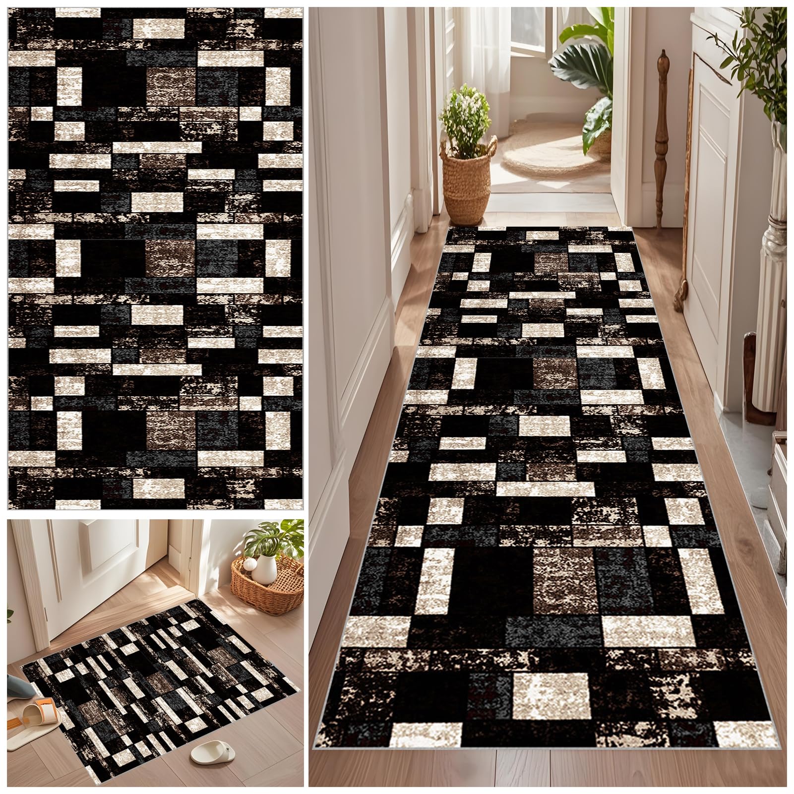Tappeto Passatoia Corridoio 90 x 240 cm Lungo Antiscivolo Tappeto da Cucina Tappeto Corridoio Ingresso Lavabile in Lavatrice Tappeti Passatoia Corridoio per Porta Lavanderia Camera da Letto