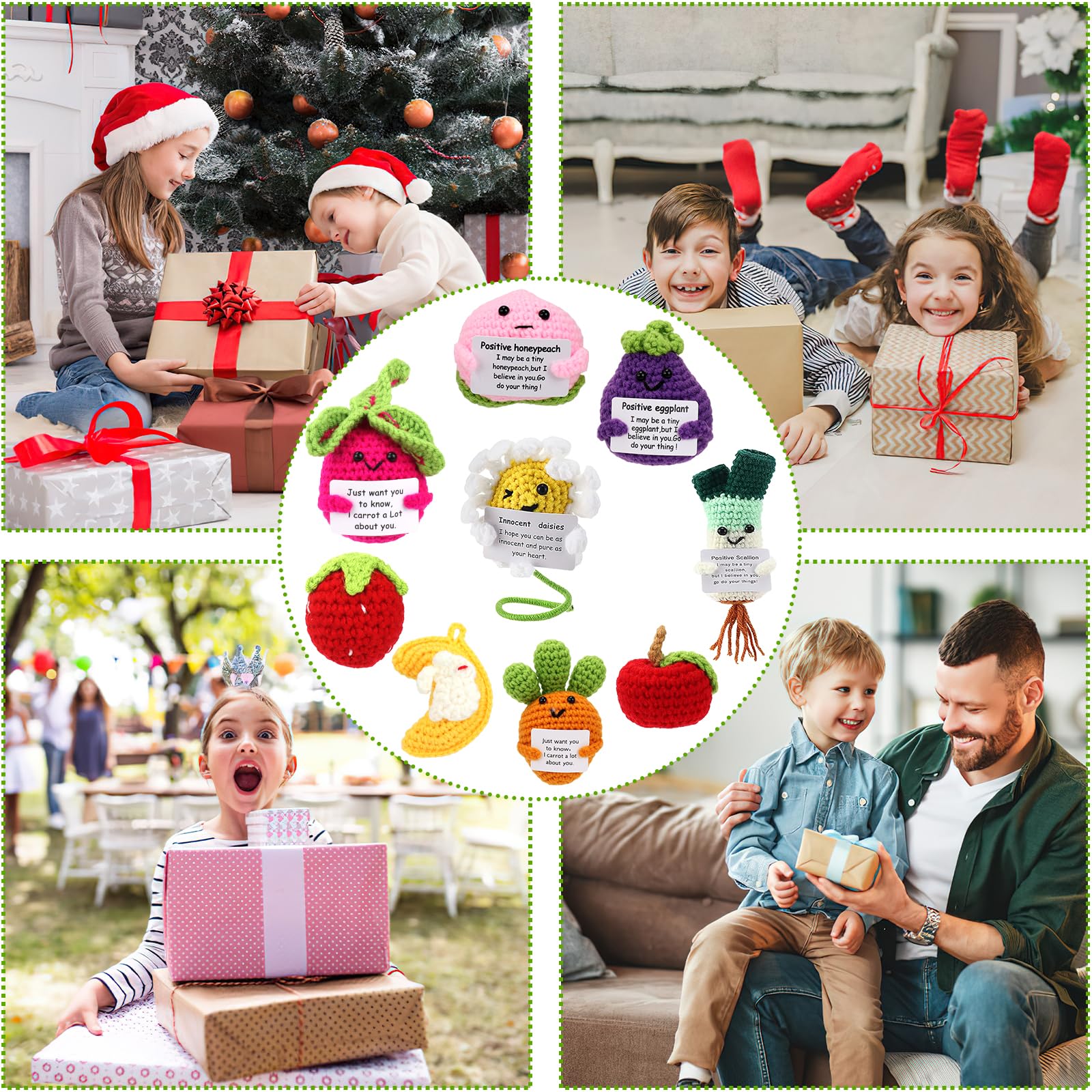 18 Stück Positive Früchte Sonnenblume Emotionale Häkelpuppen Großpackung Unterstützung Ermutigung Emotionale Gestrickte Häkelgeschenke mit Positiven Worten für Freunde Kollegen Dekoration für Zuhause