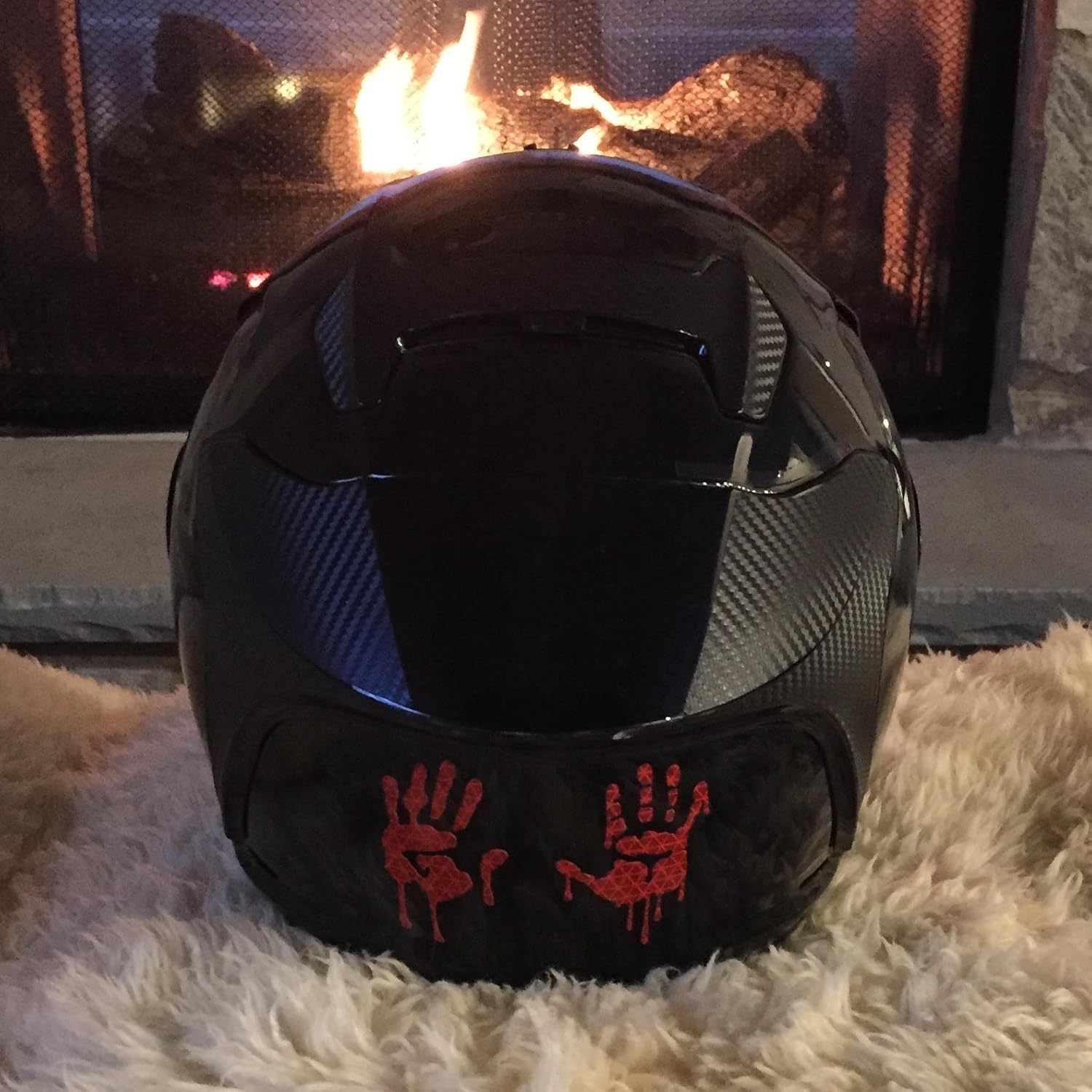 customTAYLOR33 High Intensity Grade Reflective Bloody/Dripping Hands Decals for Helmets, Windscreens, Rear Windows, Bumper Stickers (5 inches Height, Red) - Image 6