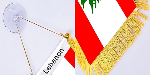 Miniatura 3 de WXTWK Bandera de Líbano de 3 x 5 pulgadas, bandera para colgar en la ventana del Líbano, pequeñas banderas de automóvil, pancartas de decoración de