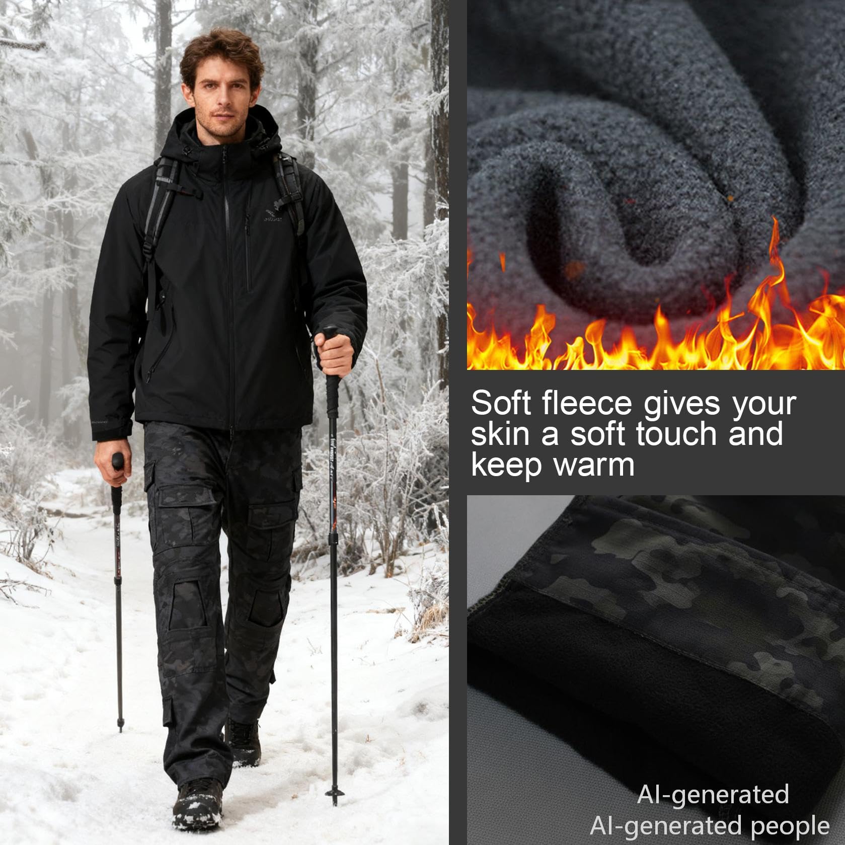 Pantaloni cargo tattici mimetici da uomo, pantaloni da lavoro ripstop per escursioni all'aperto, con tasche multiple, senza cintura, senza ginocchiere