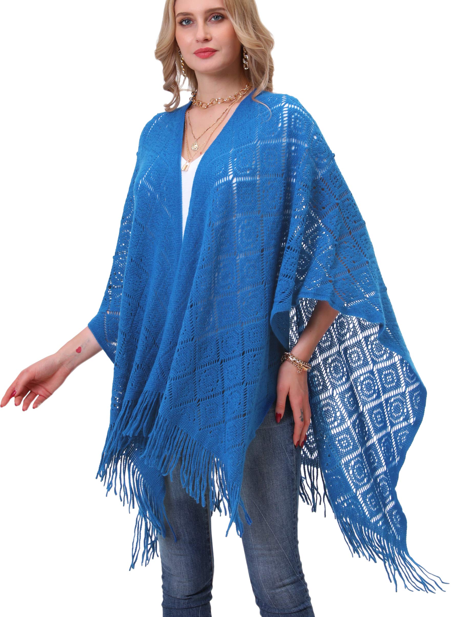 soul young Chale Femmes Tricot Gilet Poncho, Cape Grande Soiree Taille Cardigan Kimono Wrap Pashmina