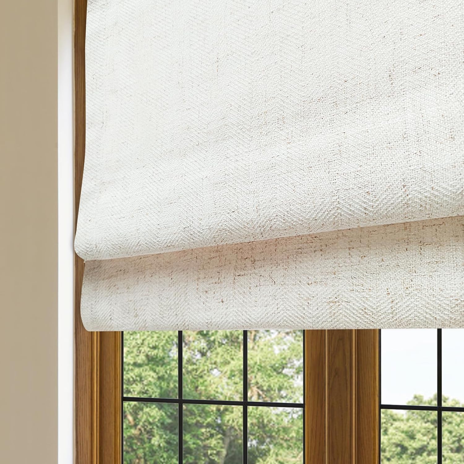 ( similar) Aimnid Cordless Linen Roman Shades for Windows, Natural Linen Room Darkening Roman Blinds, Custom Washable Fabric Roman Window Shades for Home, French Doors, Kitchens