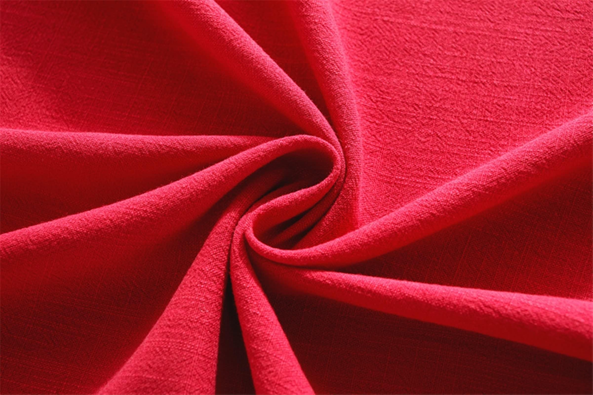 Tablecloth czerwony, bawełniany i lniany obrus outdoorowy jednokolorowy z falbankami obrus kwadratowy 120 x 120 cm