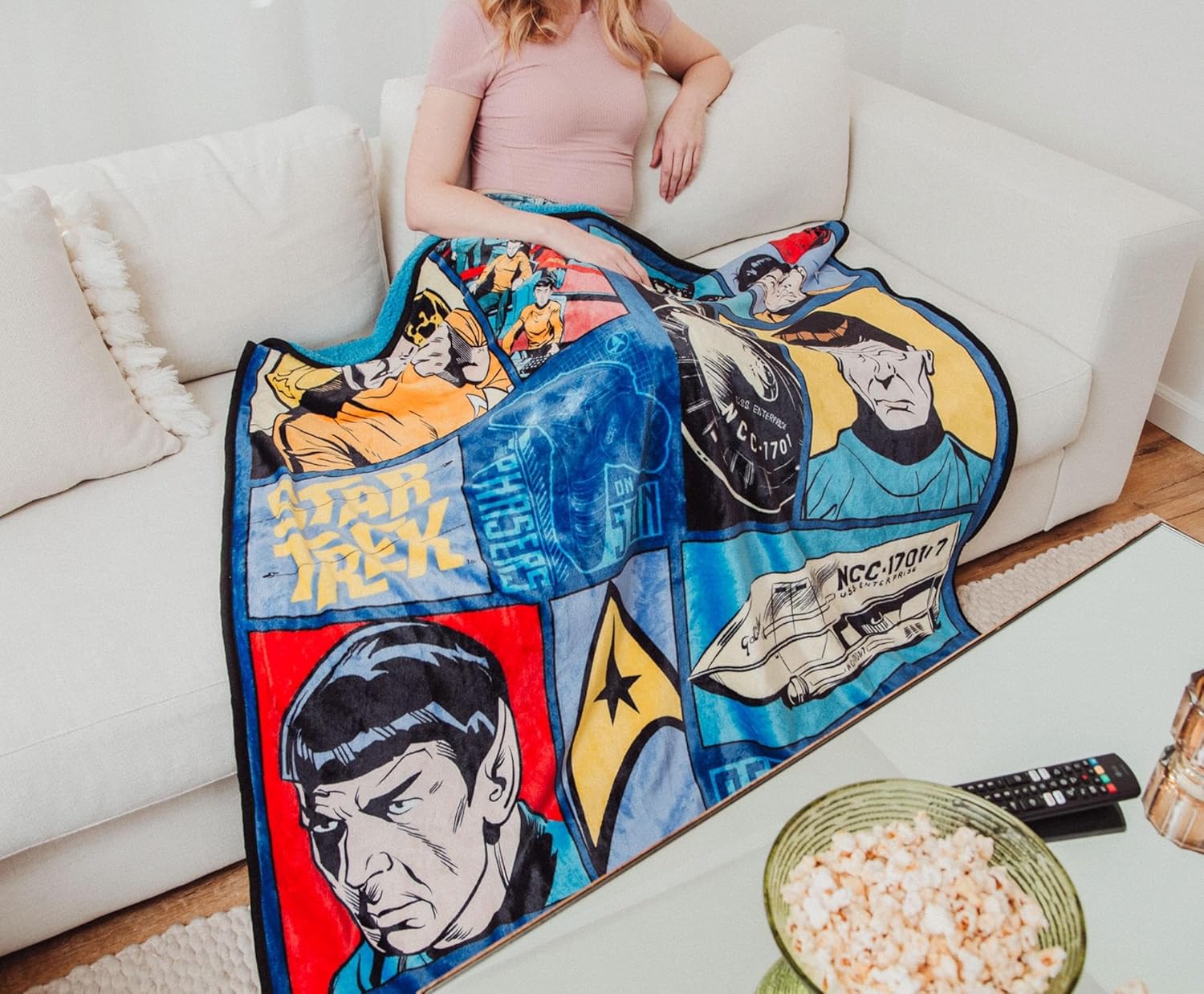 Star Trek: The Animated Series Comic Panel Microplush Throw Blanket | Soft Polyester Cover for Sofa, Bed | 50 x 60 Inches