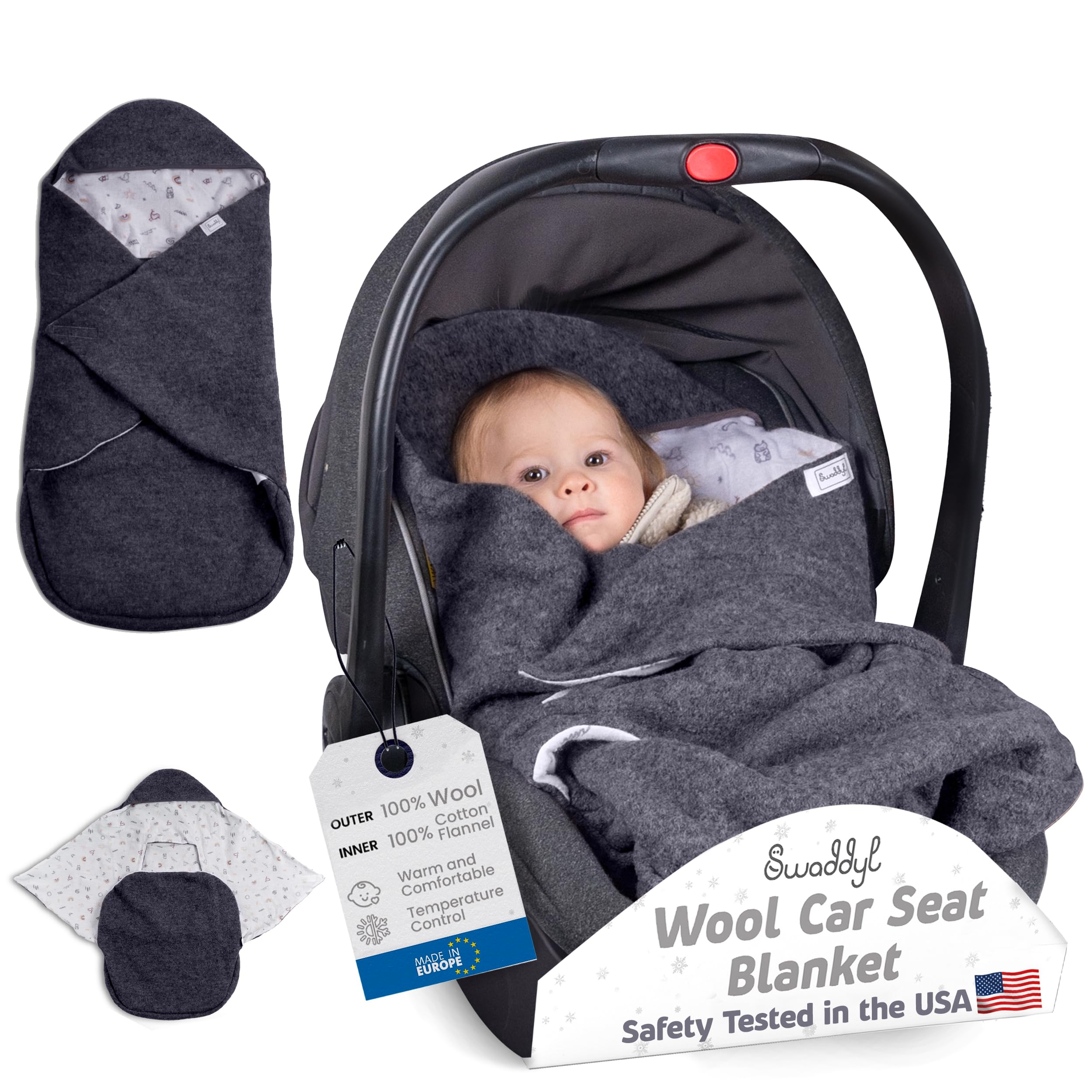 Swaddyl WOLLWALK Einschlagdecke Babyschale - Baby Fusack - Maxi-Cosi Decke  - Einschlagdecken fr Kinderwagen - Neugeborene bis 11 Monaten aus 100%  Wolle (Dunkelgrau) : Amazon.de: Baby